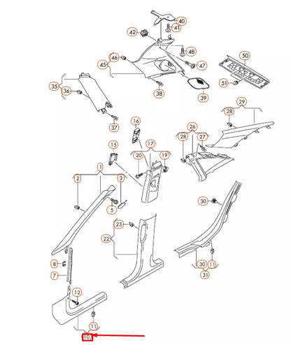 NEW AUDI Q5 8R RIGHT LOWER A-PILLAR TRIM LHD 8R18672724PK ORIGINAL