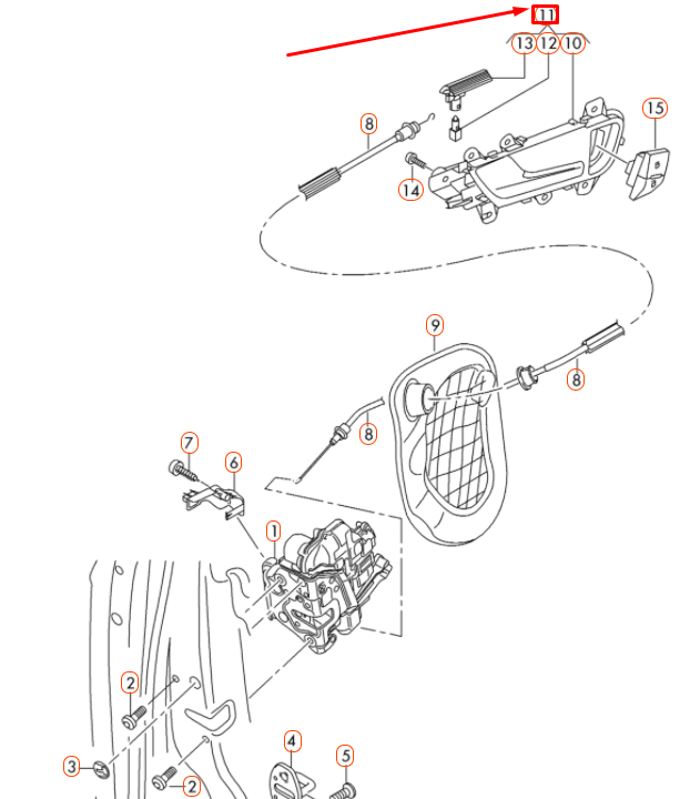 NEW AUDI A4 B8 LEFT FRONT DOOR INNER ACTUATOR LHD 8K0837019G7PE ORIGINAL