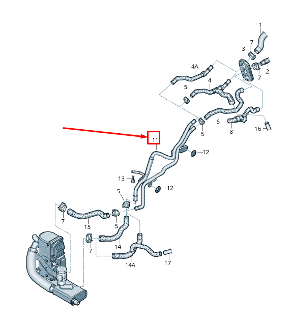 new audi a8 4h engine coolant pipe 4h0265235k original