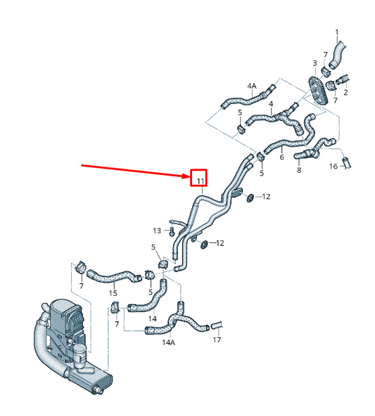 new audi a8 4h engine coolant pipe 4h0265235k original