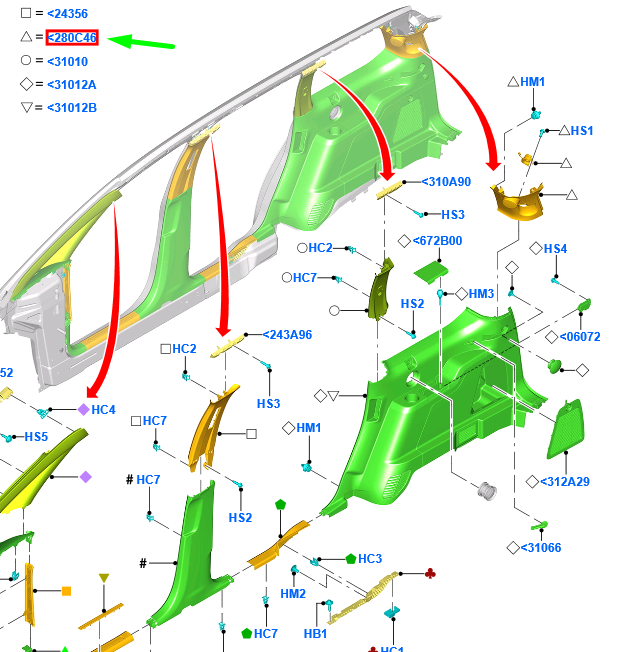 new ford galaxy mk3 cd390 right side d-pillar trim 2008408 original
