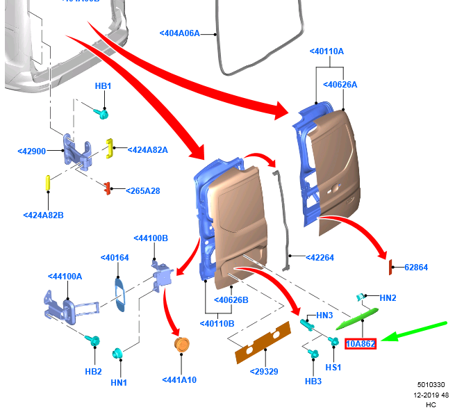new ford tourneo connect mk2 rear door number plate lamp cover 1822638 original