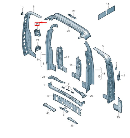 NEW VW TRANSPORTER VI T6 REAR LEFT UPPER HINGE REINFORCEMENT 7H0813407D