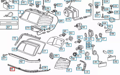 NEW MERCEDES-BENZ C W202 FRONT LEFT HEADLIGHT MOLDING SEAL A2028261780 ORIGINAL