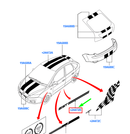 new ford focus mk2 decals white with st logo am5m5j-200b14-aa 1386169 original
