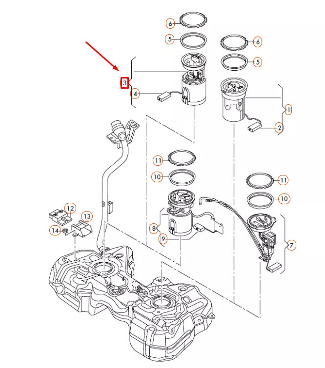 NEW AUDI Q3 8U RIGHT SIDE FUEL DELIVERY MODULE 5N0919087J ORIGINAL