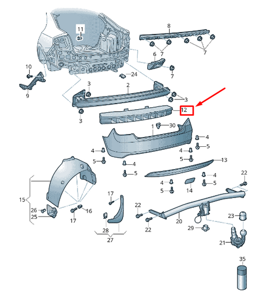 new skoda rapid nh rear bumper reinforcement foam 5jj807251 original