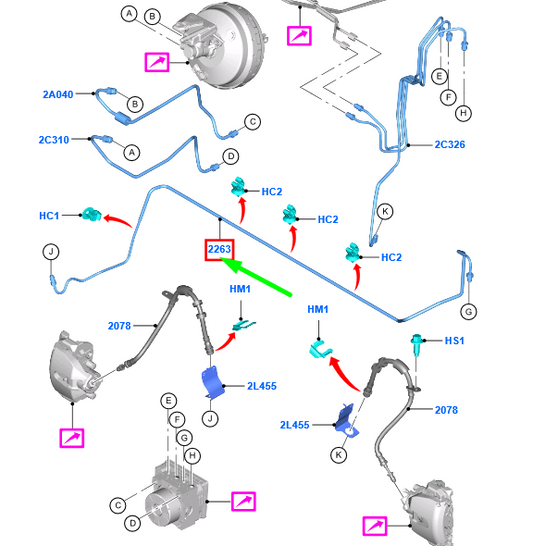 new ford grand c-max mk2 front brake pipe 2076359 ed8c-2263-ac original