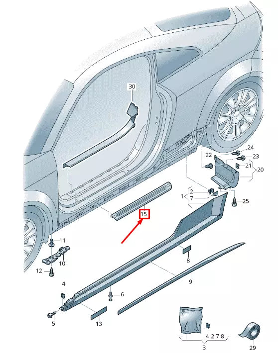NEW AUDI TT FV RIGHT OUTER SILL TRIM 8S0853492B9B9 8S0853492B 9B9