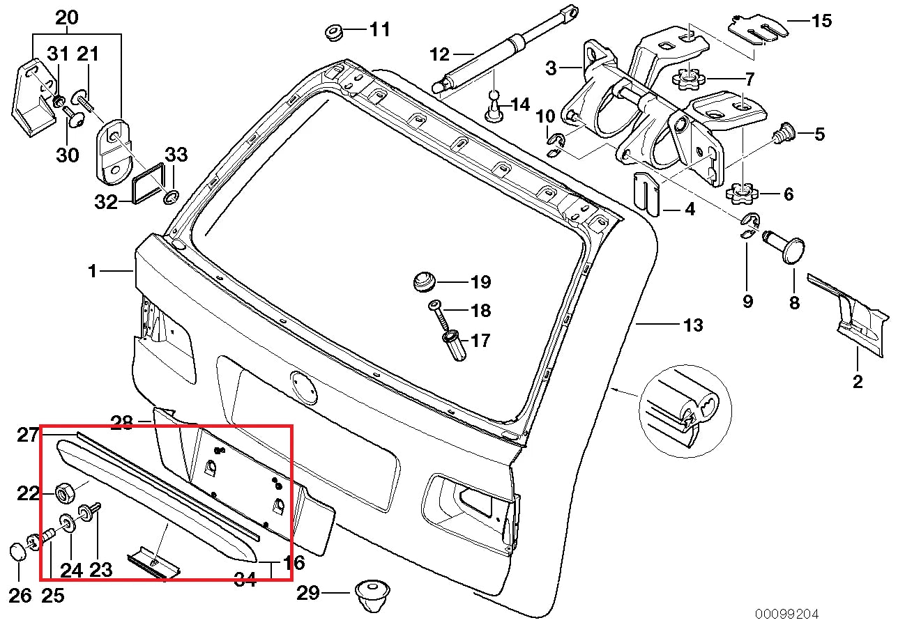 NEW BMW 5 E39 TOURING TRUNK LID GRIP WITH KEY BUTTON CHROM 51137051529 ORIGINAL