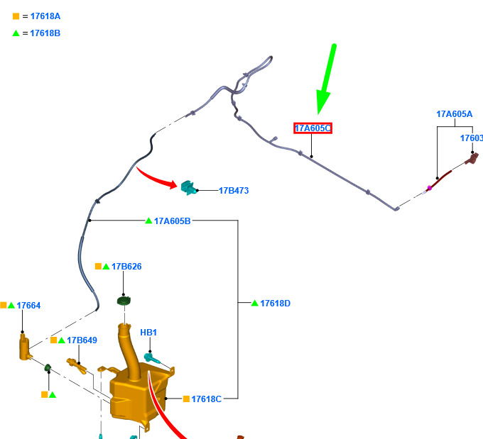 new ford ranger t6 mk1 windshield washer hose 1946591 eb3b-17k605-cb original
