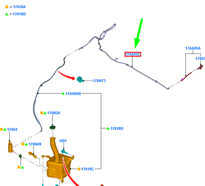 new ford ranger t6 mk1 windshield washer hose 1946591 eb3b-17k605-cb original