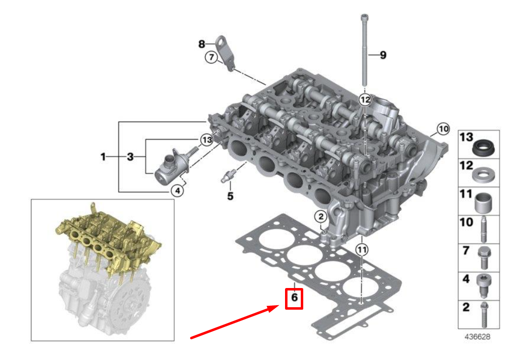 new bmw 3 f30, f80 cylinder head gasket 11128654272 8654272 original