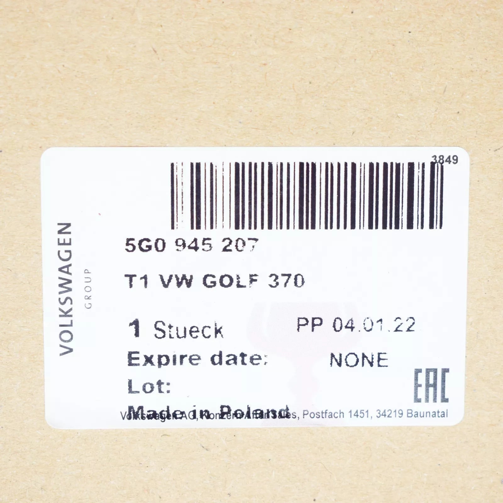 NEW VW GOLF MK7 REAR LEFT OUTER LED TAILLIGHT 5G0945207 ORIGINAL