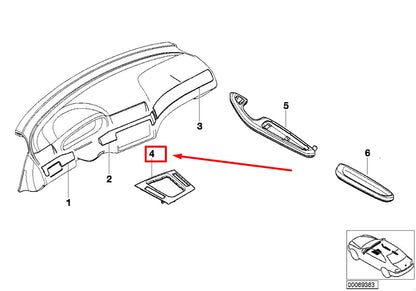 NEW BMW 3 E46 ALUMINUM CENTER CONSOLE COVER 7052061 51167052061 ORIGINAL