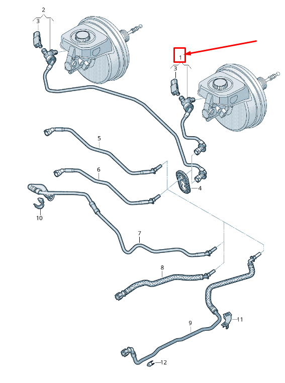 new audi q5 fy brake vacuum hose with non-return valve lhd 80b611931f original