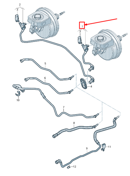 new audi q5 fy brake vacuum hose with non-return valve lhd 80b611931f original