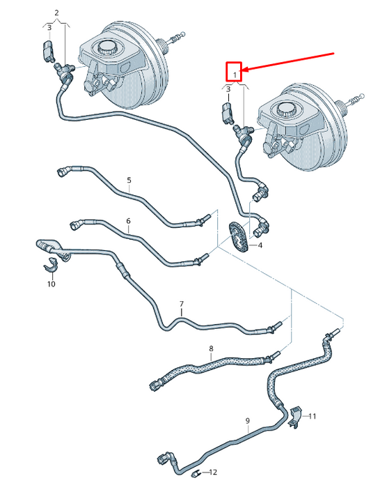 new audi q5 fy brake vacuum hose with non-return valve lhd 80b611931f original