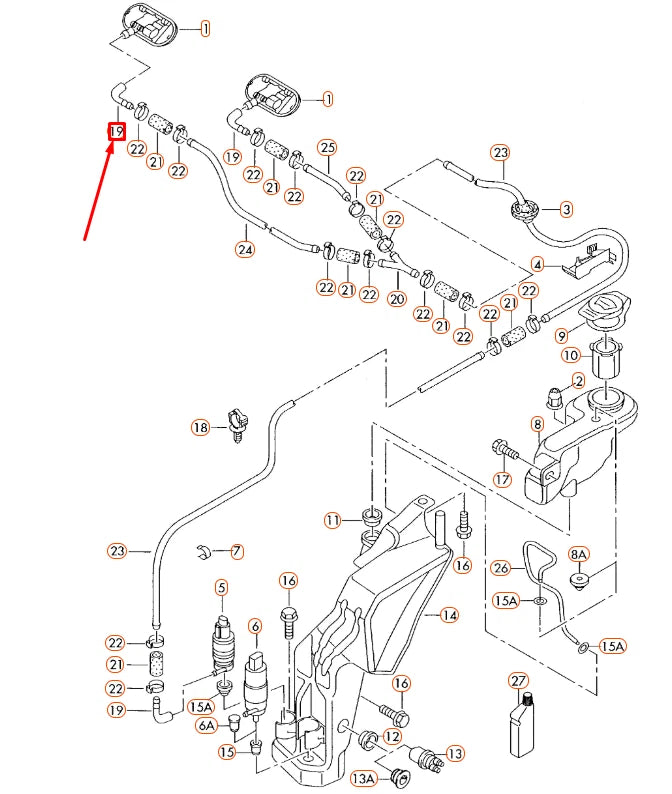 NEW AUDI A4 B7 WINDSHIELD WASHER HOSE ELBOW FITTING 1J0955665C ORIGINAL