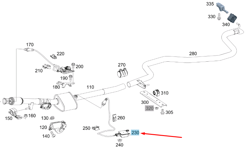 new mb cla c118 center exhaust soot particulate sensor a0009050508 original