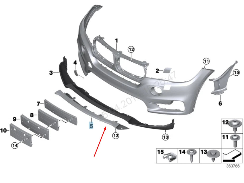 NEW BMW X5 F15 FRONT BUMPER LOWER COVER TRIM 51127379419 2015 ORIGINAL