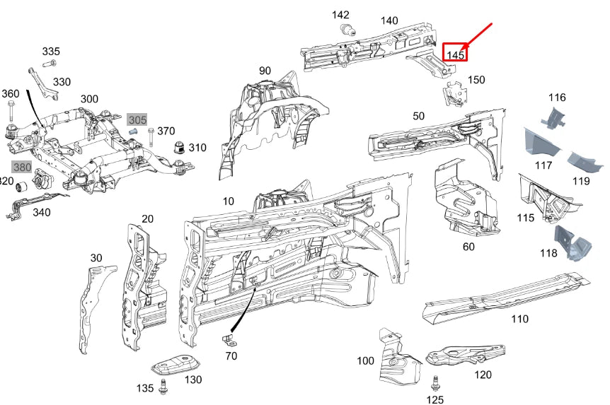NEW MB GLE W167 FRONT LEFT LONGITUDINAL MEMBER STRUT A1676370500 ORIGINAL