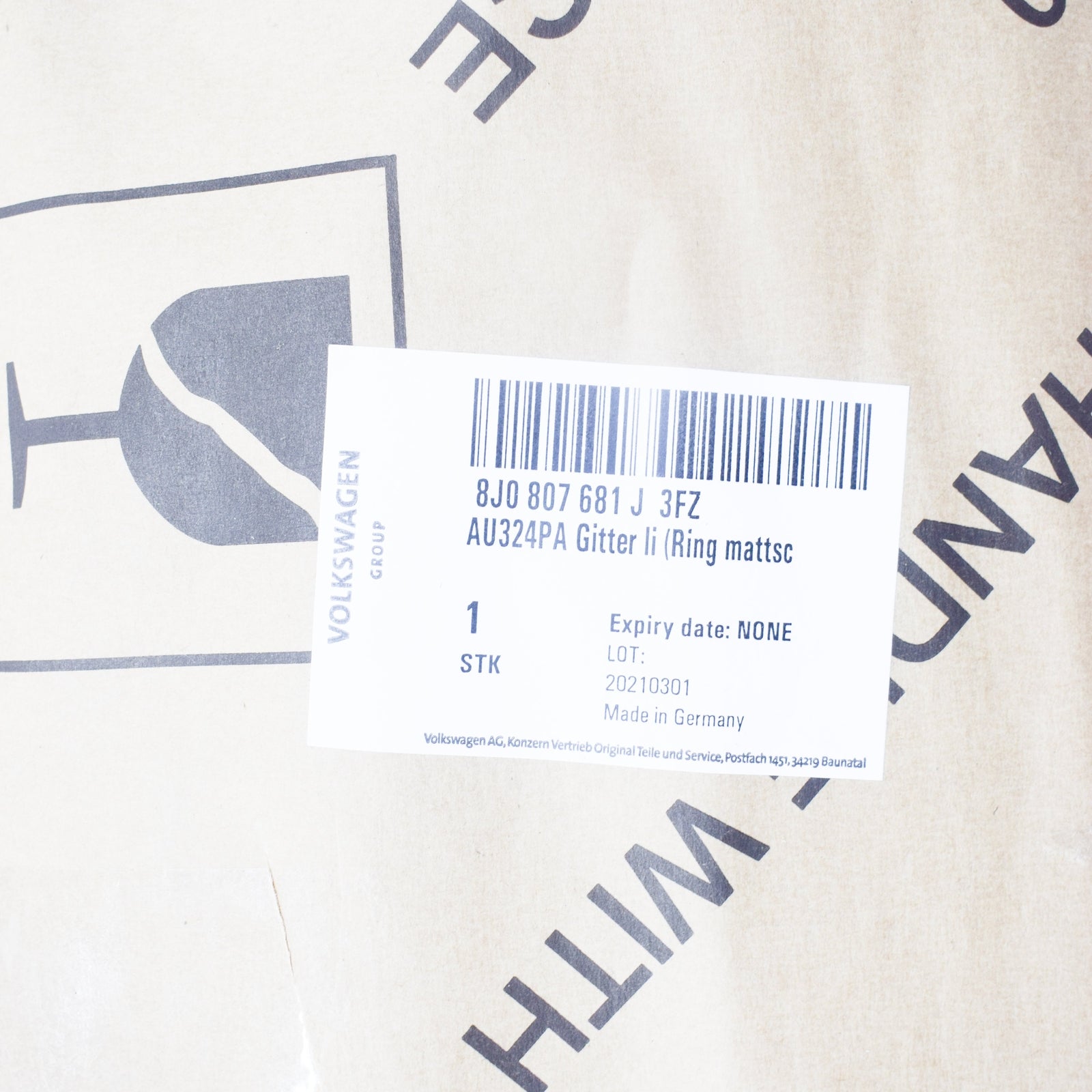 NEW AUDI TT 8J FRONT LEFT FOG LIGHT GRILLE 8J0807681J3FZ ORIGINAL