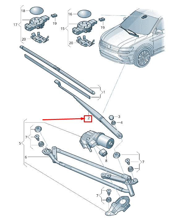 new vw tiguan ad front right wiper arm lhd 5nb955410 original