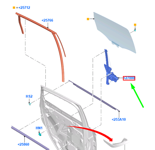 new ford kuga mk2 c520 rear left door window regulator 2138708 original