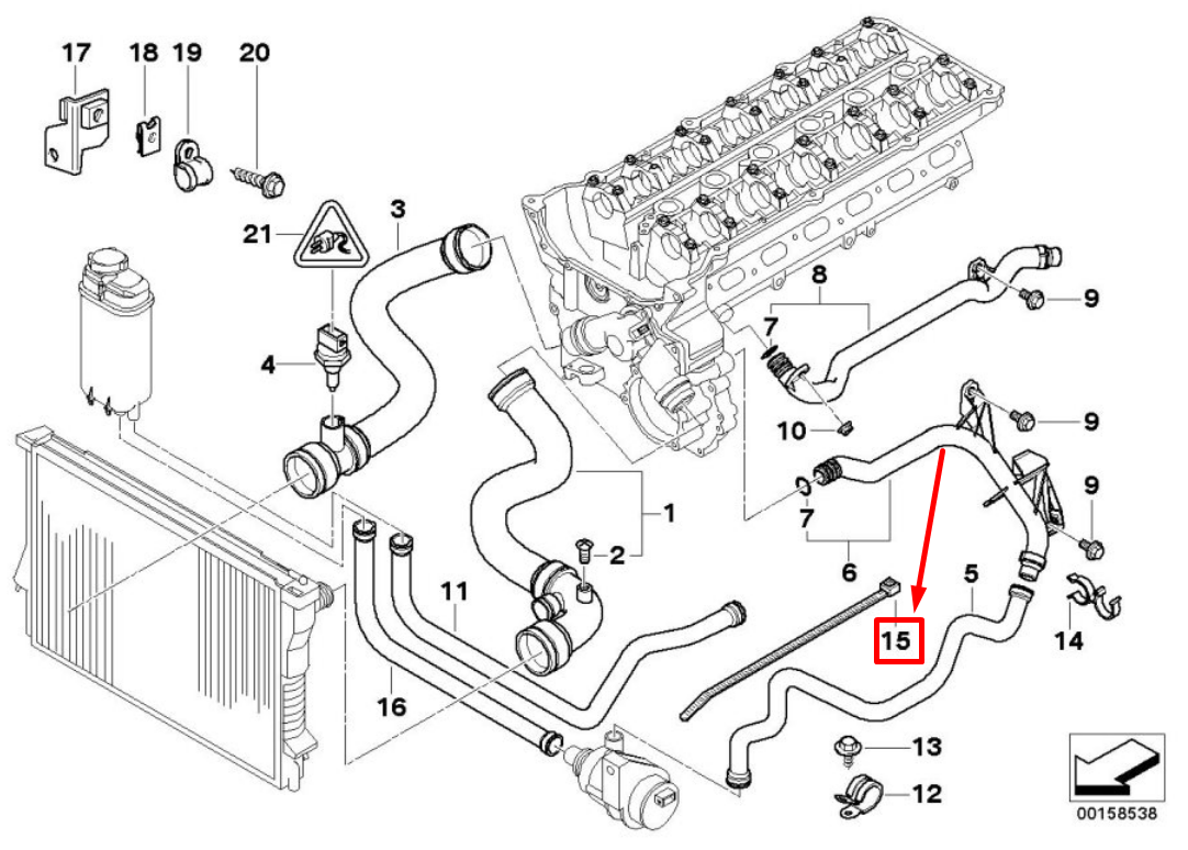 new bmw x5 e53 engine cooling cable tie 8375369 64218375369 original
