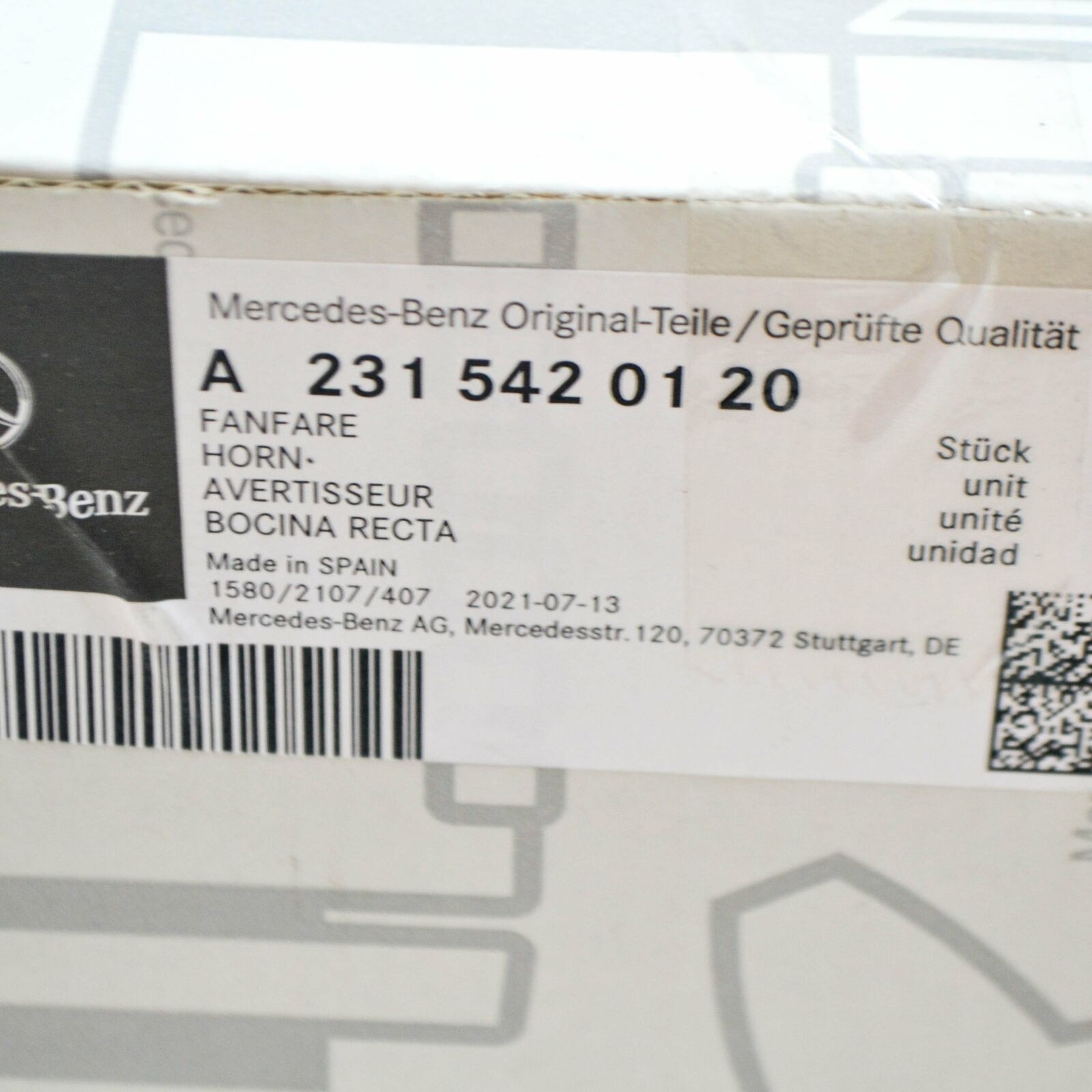 NEW MERCEDES-BENZ SL R231 FRONT LEFT HORN SIGNAL A2315420120 ORIGINAL