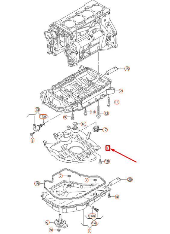NEW AUDI A3 8V OIL PAN BAFFLE INSERT 06K103138E ORIGINAL