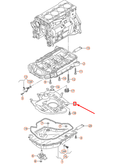 NEW AUDI A3 8V OIL PAN BAFFLE INSERT 06K103138E ORIGINAL