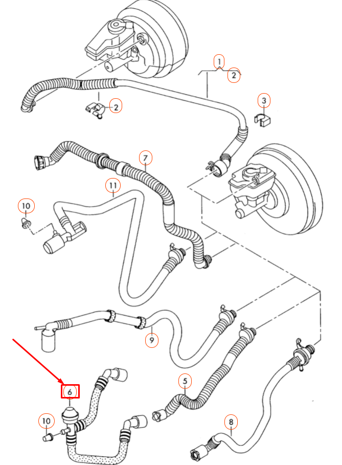 new audi tt 8j brake servo vacuum line 1k0612041gs original