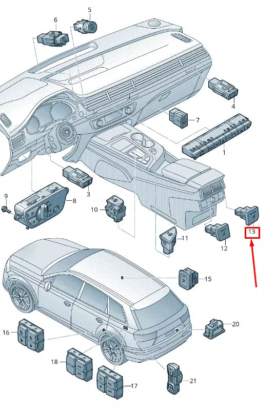NEW AUDI Q7 4M REAR RIGHT SEAT HEATER SWITCH 4M09635645PR 4M0963564 5PR