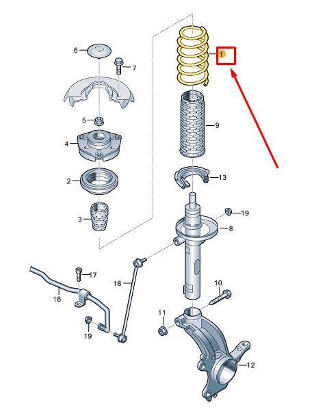 new skoda scala front coil spring 2q0411105f original