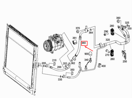 new mercedes-benz gle w166 a/c refrigerant line a1668307900 original