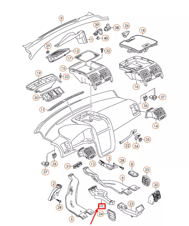 NEW VOLKSWAGEN GOLF MK5 CENTER CONSOLE AIR GUIDE 5M0819633 ORIGINAL