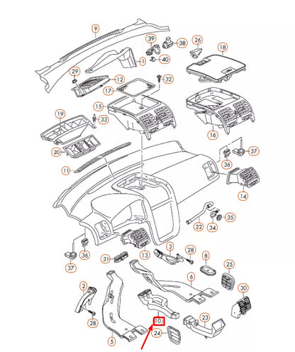 NEW VOLKSWAGEN GOLF MK5 CENTER CONSOLE AIR GUIDE 5M0819633 ORIGINAL