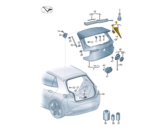 new volkswagen id.3 e11 rear left side spoiler support 10a827939a041 original