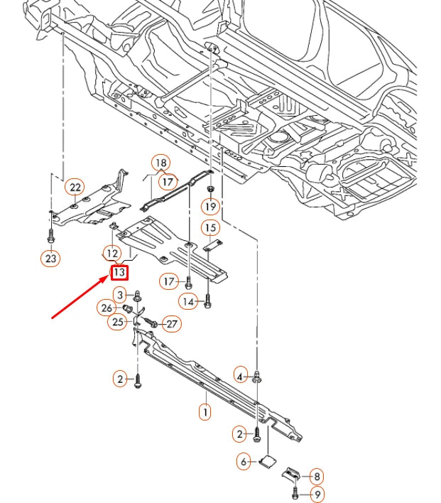 NEW VOLKSWAGEN TOUAREG 7P CENTER UNDERBODY NOISE INSULATION 7P6825231C ORIGINAL