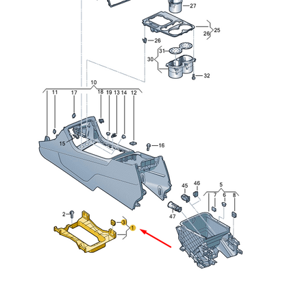 NEW VW TOUAREG 7P MK2 FRONT CENTER CONSOLE RETAINER 7P6863233A ORIGINAL