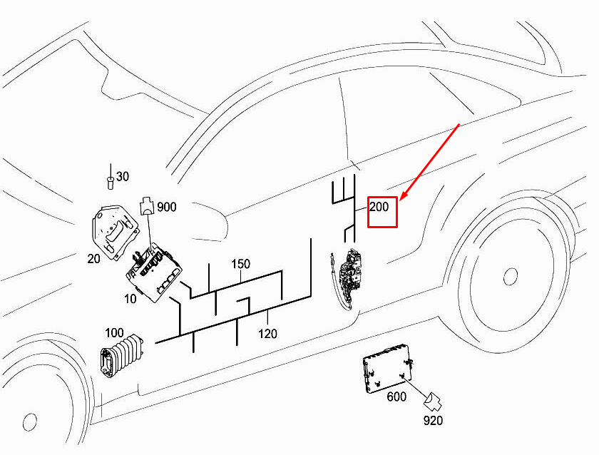 new mercedes-benz e coupe c207 door locking system harness a2075400633 original