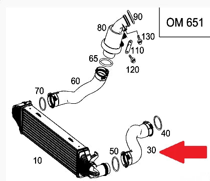 NEW MERCEDES-BENZ CLS C218 LEFT INTERCOOLER HOSE 3.0 DIESEL A2125280000