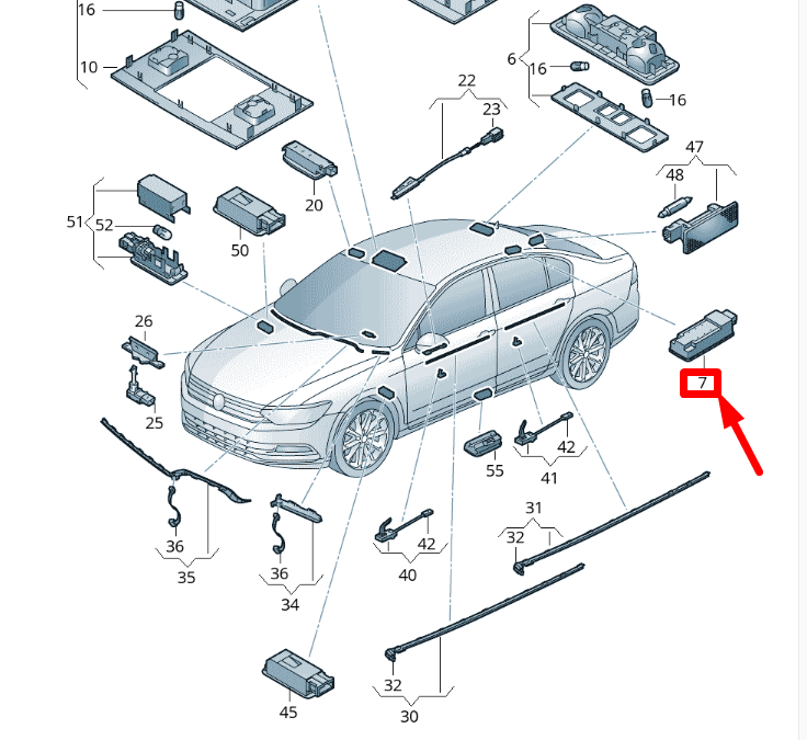 NEW VW PASSAT VARIANT B8 LEFT LED READING LIGHT 3G9947291C3HS ORIGINAL