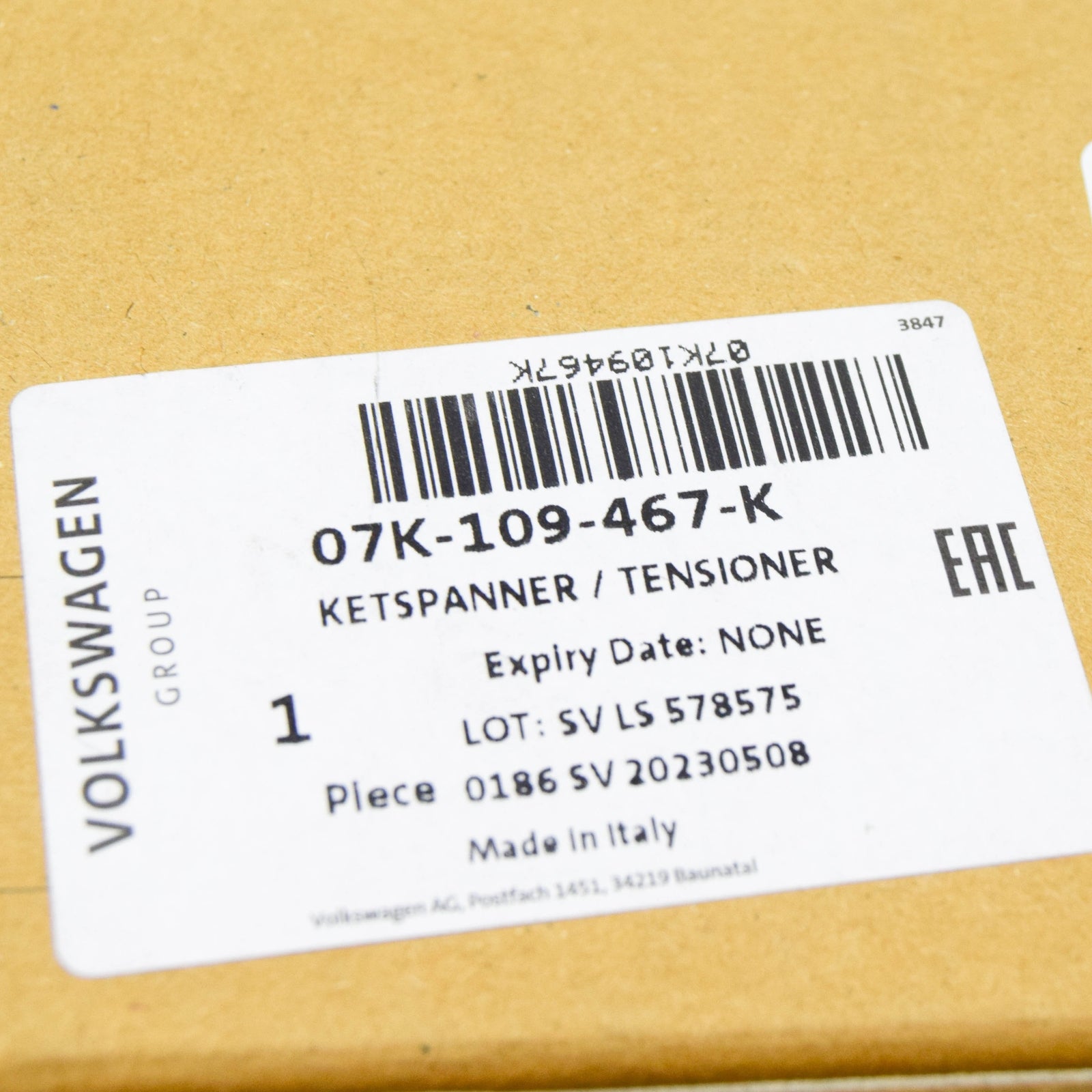 NEW AUDI A3 SPORTBACK 8V ENGINE LOWER TIMING CHAIN TENSIONER 07K109467K ORIGINAL