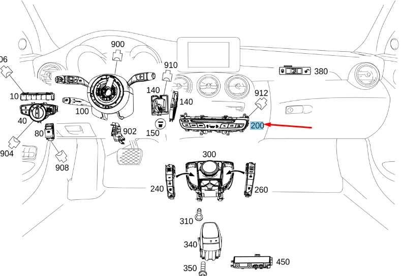 NEW MERCEDES-BENZ C W205 UPPER CONTROL PANEL SWITCH BLOCK A2059054601 ORIGINAL