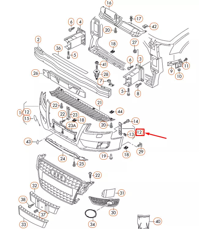NEW AUDI A4 B8 FRONT BUMPER SECURING STRIP 8K0807277 ORIGINAL