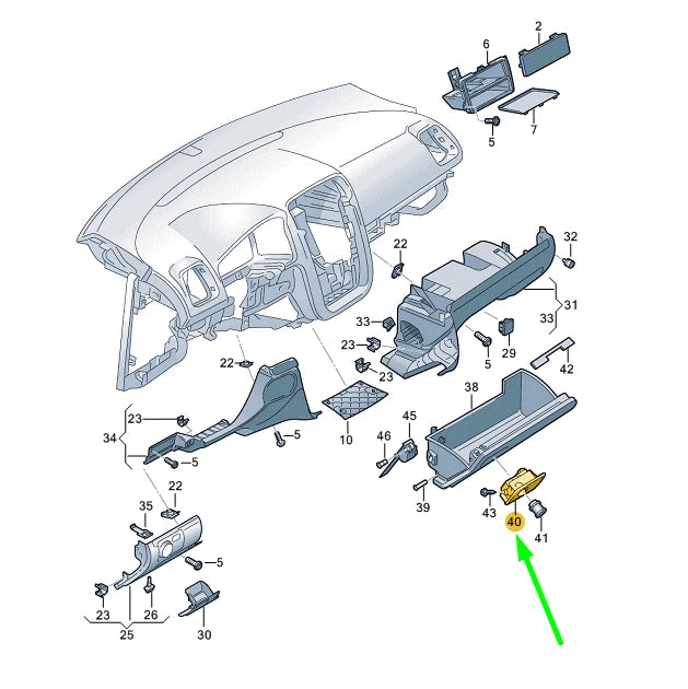 NEW VW SCIROCCO MK3 DASHBOARD GLOVE BOX HANDLE RHD 1K2857147J81U ORIGINAL