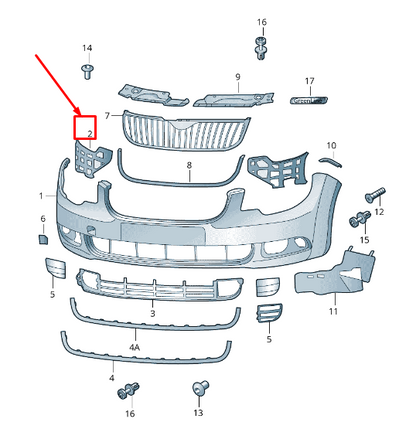 new skoda superb mk2 3t front right bumper bracket 3t0807056 original